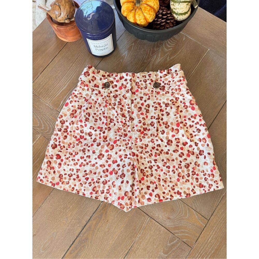 Ann Taylor Leopard Print Shorts Womens Tan Brown Red Size 4 (T1)